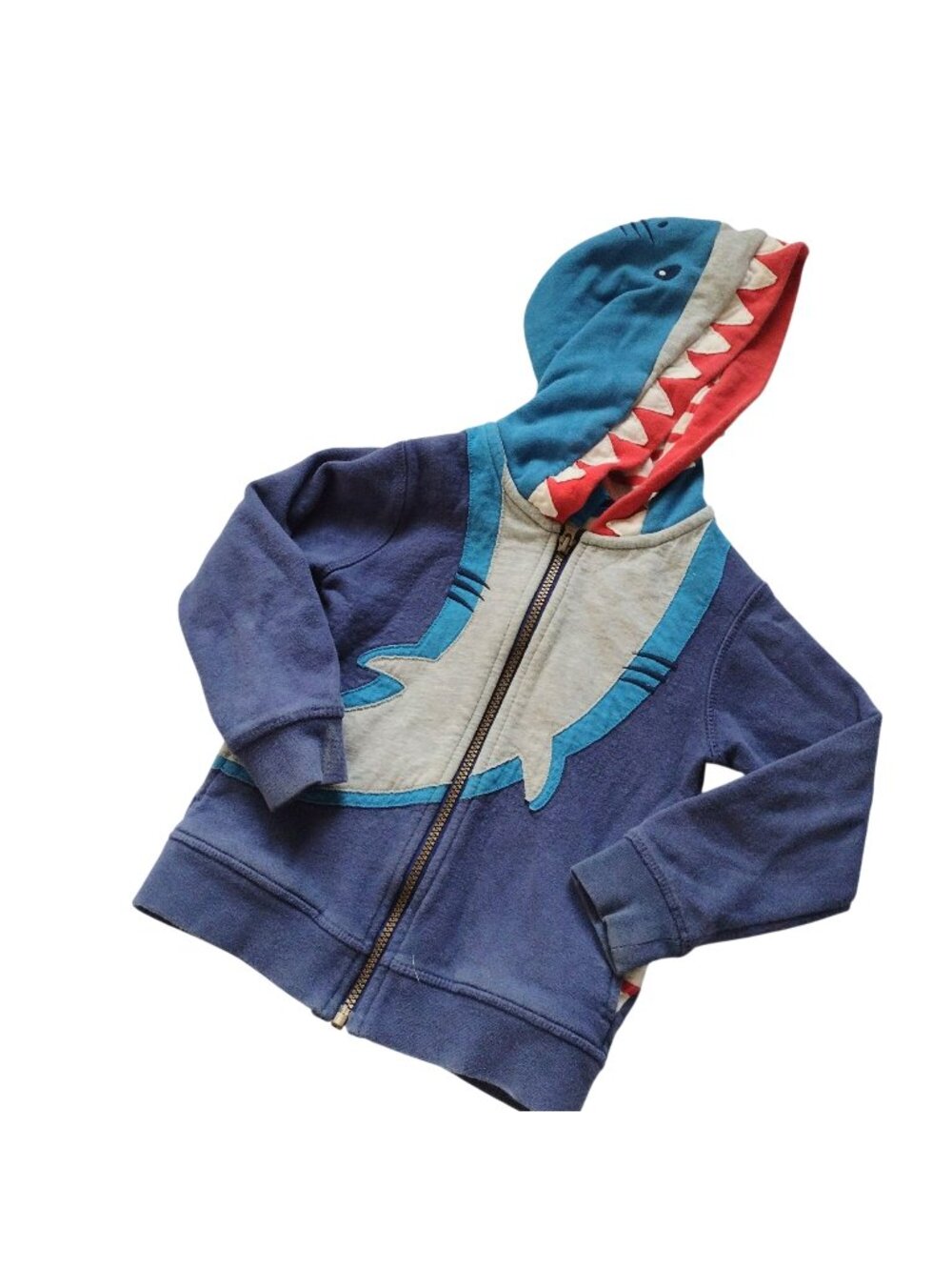 Mini Boden Shark Hoodie 3-4 Y Boys Blue Zoo Aquarium Ocean Lightweight Jacket 3T